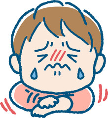 腕をひっかく女の子のイラスト