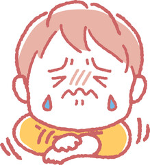 腕をひっかく女の子のイラスト
