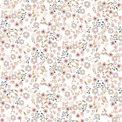 Millefleur pattern pastel color flowers tender seamless pattern. - 519368311