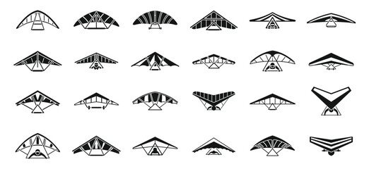 Hang glider icons set simple vector. Sport activity