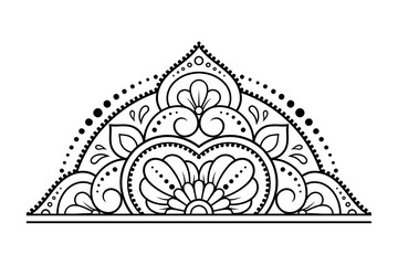 Circular pattern in form of mandala with flower for Henna, Mehndi, tattoo, decoration. Decorative ornament in ethnic oriental style. Outline doodle hand draw vector illustration.