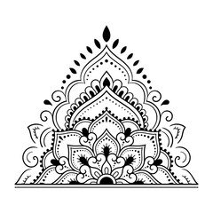 Circular pattern in form of mandala with flower for Henna, Mehndi, tattoo, decoration. Decorative ornament in ethnic oriental style. Outline doodle hand draw vector illustration.