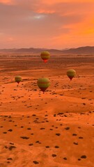 Hot Air Balloon Over the Desert Sunrise