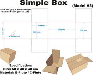 Box with the A3 model is simple and common in the market. But this box has more power than other common boxes. What makes it stronger, is the flaps that meet each other in the middle of the box.