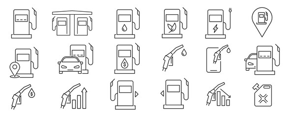 Gas and oil icon set. Fuel icon set