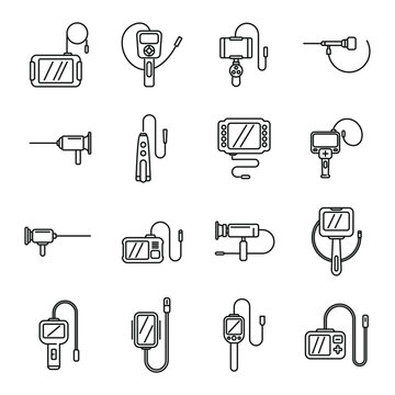 Endoscope icons set outline vector. Digestive gastric
