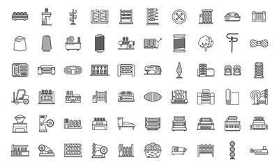 Thread production icons set outline vector. Fashion beauty