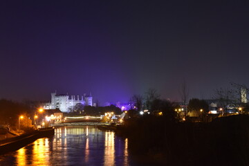 Fototapeta na wymiar Kilkenny Castle and night view of the city in Christmas Time