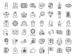 Brand ambassador icons set outline vector. Influence pr