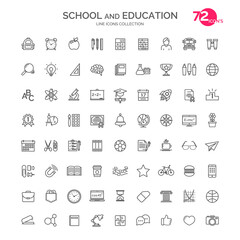 Set of school and education line icons school supplies isolated on white background. Vector design elements, business signs, logos, identity, labels and other branding objects. Vector Illustration