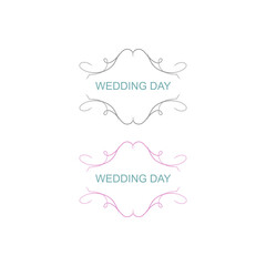 Wedding Day Simple Ornaments Isolated on White