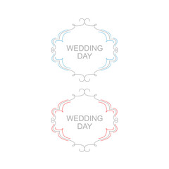 Wedding Day Simple Ornaments Isolated on White