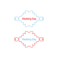 Wedding Day Simple Ornaments Isolated on White