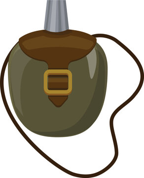 Hunting water flask icon cartoon vector. Hunter equipment