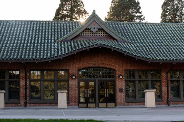 Japanese Brick Pagoda with Sun Burst in Point Defiance Park, Tacoma, WA
