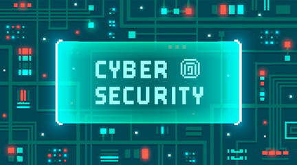 Web banner with the phrase Cyber Security. Concept of computer and privacy protection or safety system