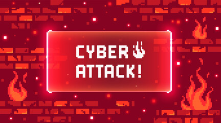 Web banner with phrase Cyber Attack. Concept of invasion of privacy, hacking or computer attack