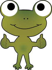 Happy Frog Two Thumbs Up Illustration Over White Background