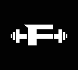 Obraz premium Letter F Logo With barbell. Fitness Gym logo