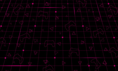 Vector cyberspace poster. Video game background. Cyber universe wallpaper.