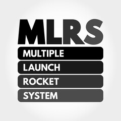 MLRS - Multiple Launch Rocket System is an American armored, self-propelled, multiple rocket launcher, acronym concept background