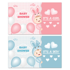 Cute baby, it's a boy, it's a girl, baby shower, beautiful postcard, poster, banner, background for newborns, baby shower