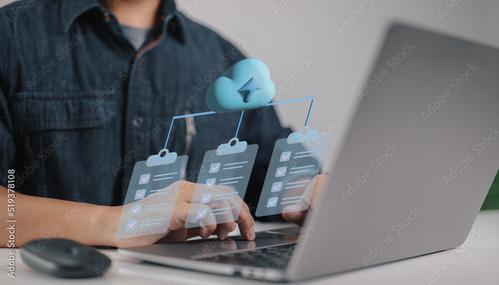 Poster handling of electronic documents. utilize the cloud, online document storage, and a digital method o