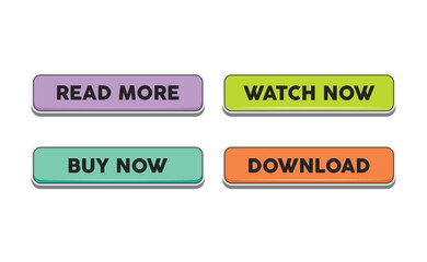 Call to action buttons collection. Download, read more, buy now signs.