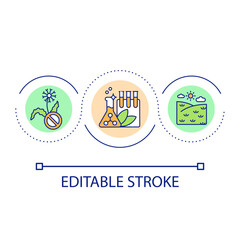 Supplements for plants and crops loop concept icon. Struggling with weed. Chemical herbicides abstract idea thin line illustration. Isolated outline drawing. Editable stroke. Arial font used