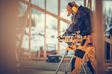 Carpenter Performing the Wood Working - obrazy, fototapety, plakaty
