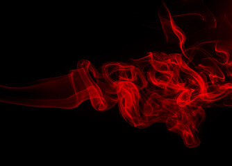 Movement of red smoke abstract on black background, fire disign