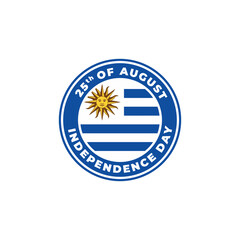 Uruguay Independence Day 25th of August Logo Badge for Label, Sign, Symbol, Stamp, Emblem, and Icon Vector Illustration