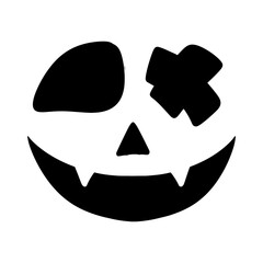 Halloween pumpkin faces icon. Scary faces silhouettes. 