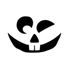 Halloween pumpkin faces icon. Scary faces silhouettes. 