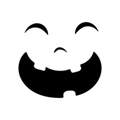 Halloween pumpkin faces icon. Scary faces silhouettes. 