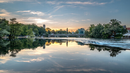 sunset over the river