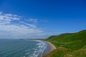 Rhossili Bay, A beautiful beach on the Gower Peninsula Swansea, South Wales
