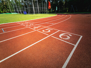 Running tracks in a sports stadium.