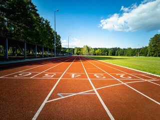 Running tracks in a sports stadium.