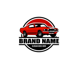 Fototapeta premium Muscle car silhouette logo vector concept badge emblem isolated