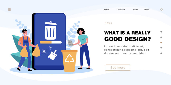 People cleaning mobile phone from trash files. Man and woman deleting documents with cleansing software flat vector illustration. Cache, spam concept for banner, website design or landing web page