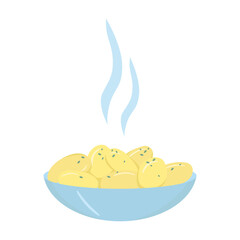 Hot boiled potatoes in a plate