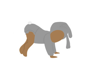 child in a bunny costume, a small doll