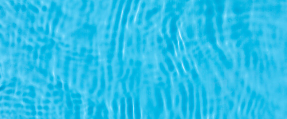 Bursts on blue water under sunlight. Top view, flat lay. Banner