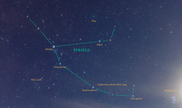Constellation guide (How to find) for Autumn Perseus Greek roman mythology (Autumn fall season)