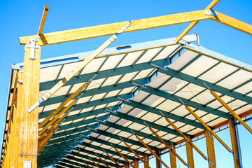 new roof framework at a hall