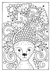 Art therapy for children and adults. Vector background with flowers for coloring. Coloring book page.