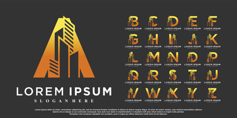 Set building latter logo design with creative concept Premium Vector