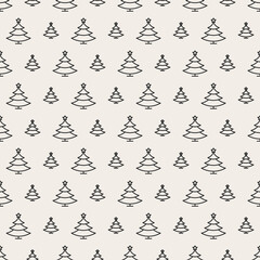 Obraz premium Christmas tree seamless pattern black color on white background for product promotion, poster, christmas sale, greeting cards, web and marketing material, decoration. Vector Illustration