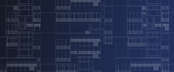 Obraz premium Smart building automation system digital intelligent technology abstract background architecture white 3d wireframe isolated blue background with path